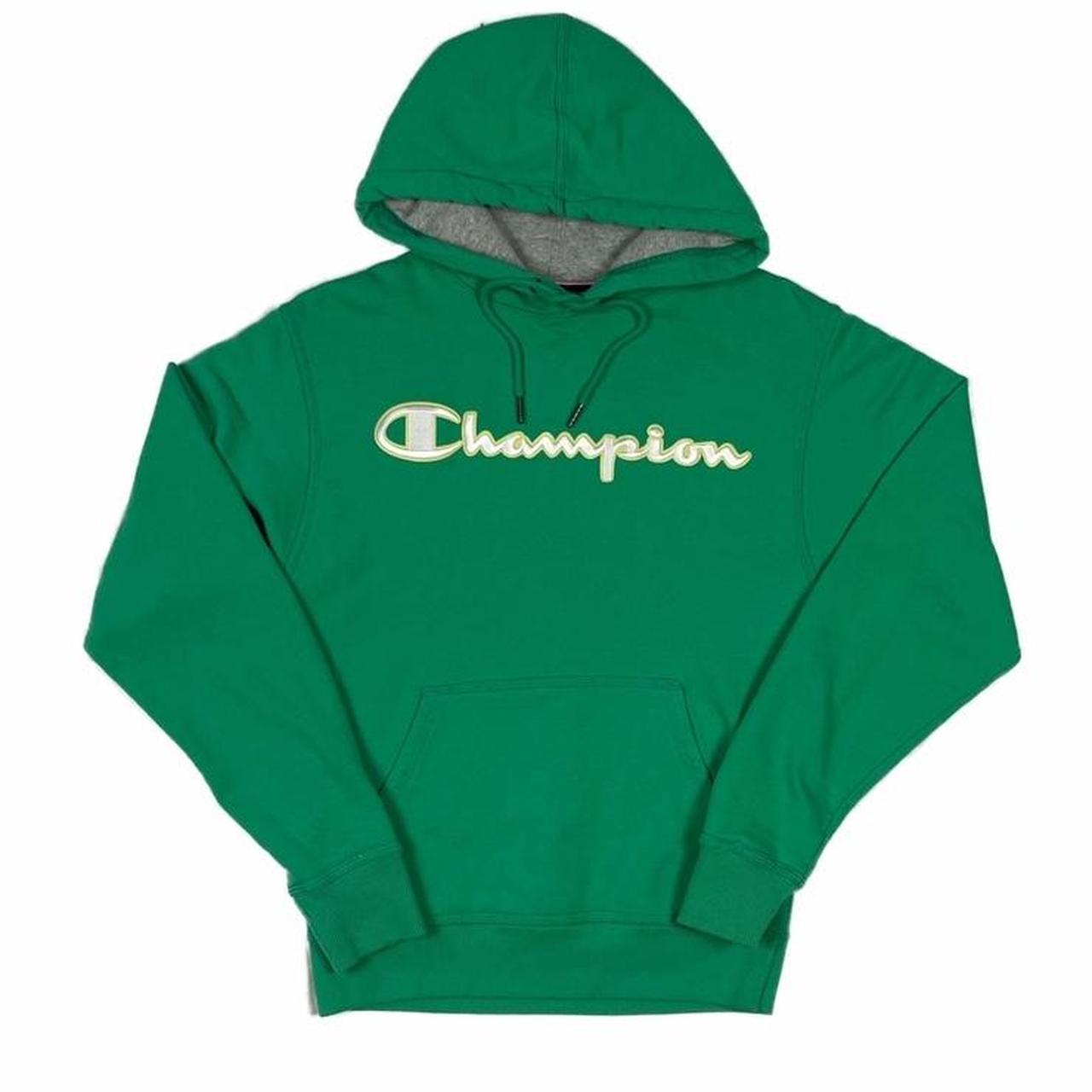 Green Champion Logo Hoodie great condition... - Depop