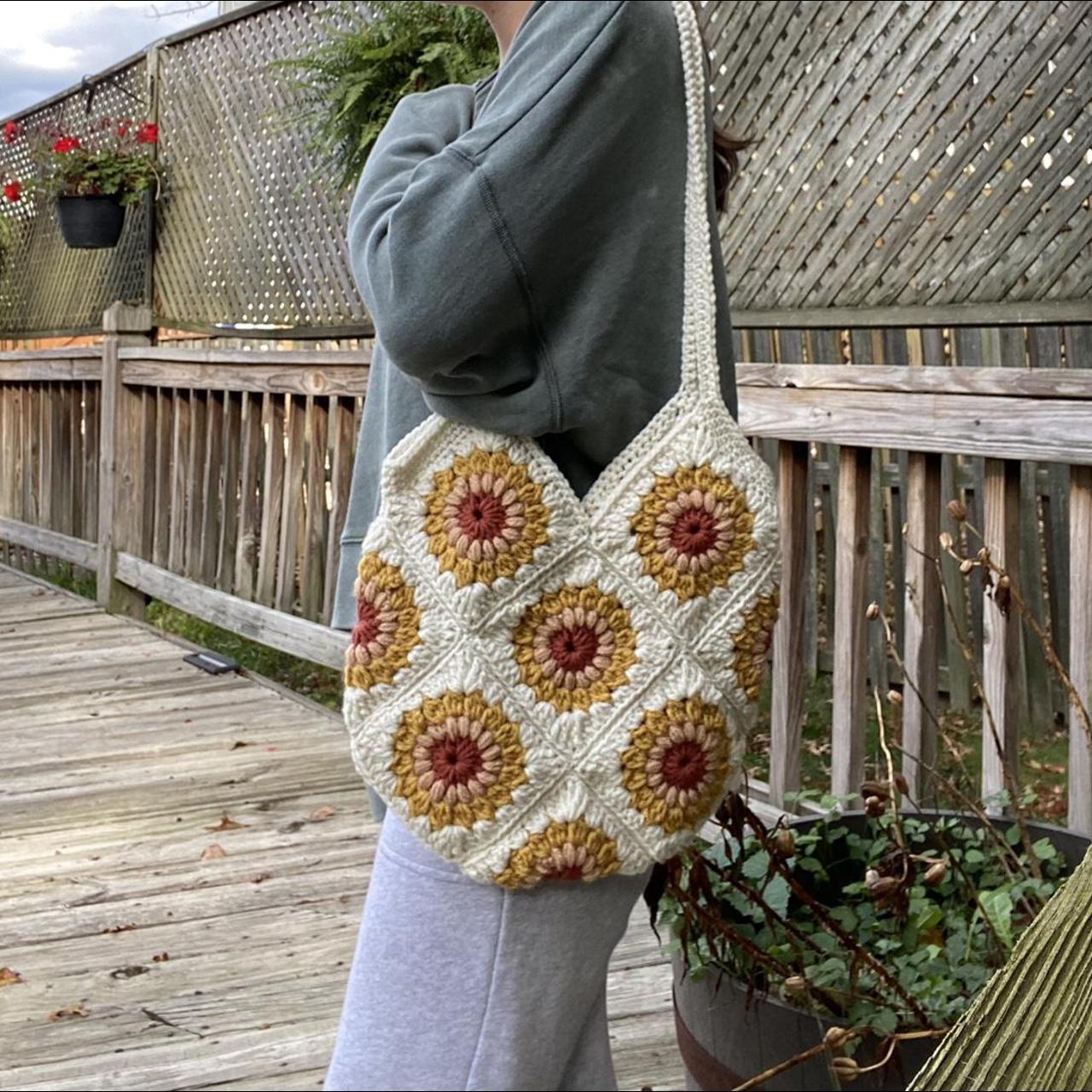 Super cute crochet sunburst tote bag in the color... - Depop