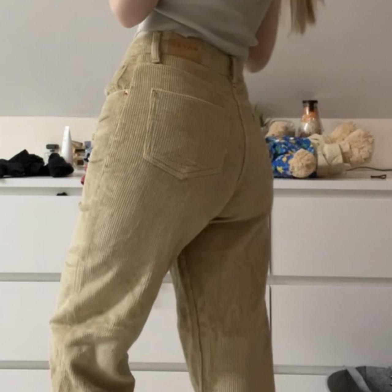 MOTEL parallel wide leg jeans in cord sand loose... Depop