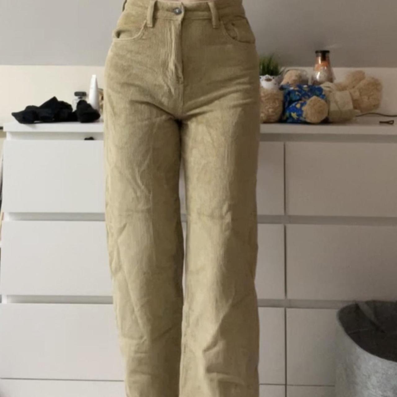 MOTEL parallel wide leg jeans in cord sand loose... Depop