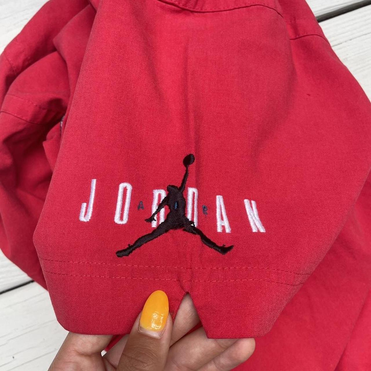 Vintage Nike Jordan Red Baseball Jersey Top Button - Depop