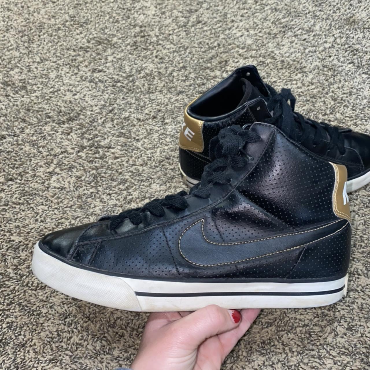 Black and cheap gold nike blazers