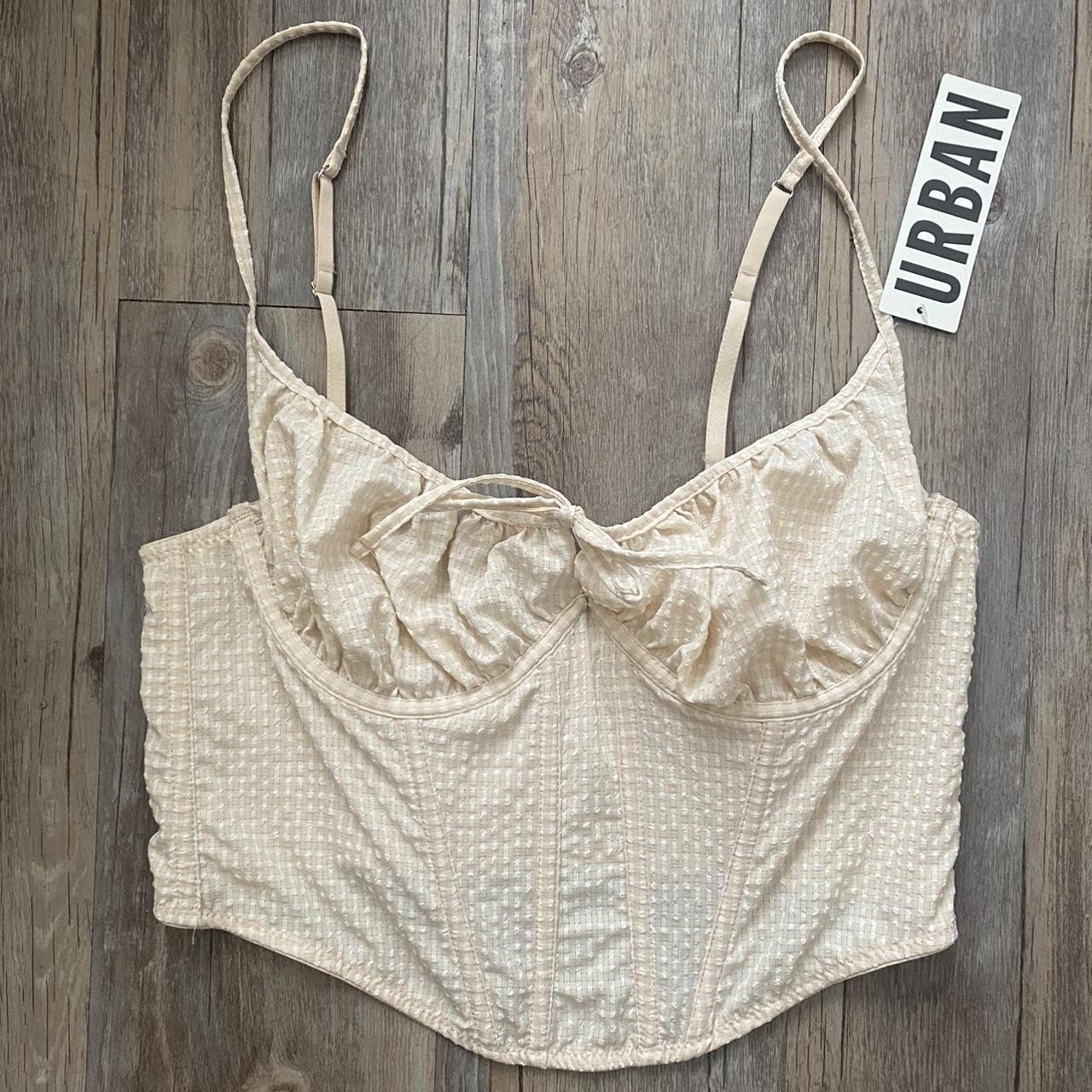 Super cute Urban outfitters ivory / cream gingham - Depop