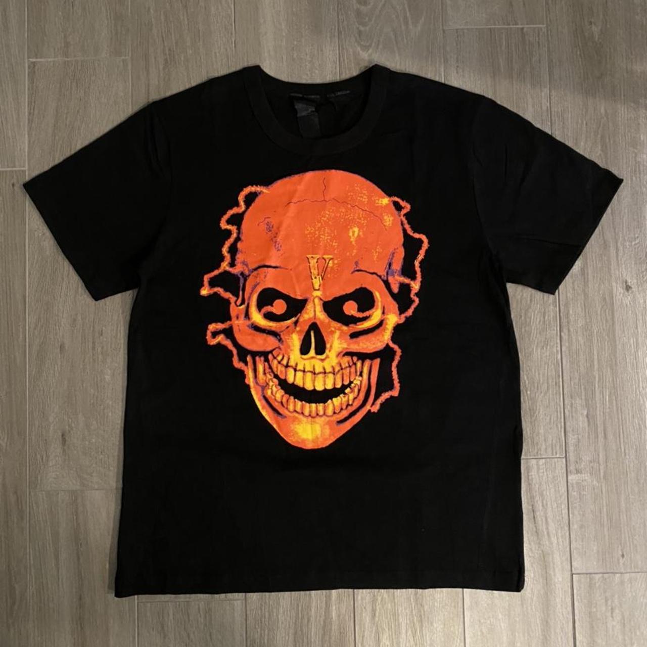 Vlone skull shocker tee medium orange v electric | Depop Vlone skull shocker tee medium orange v electric | Depop