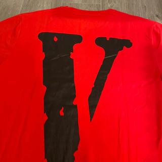 Vlone red friends tee size large with black text on... - Depop