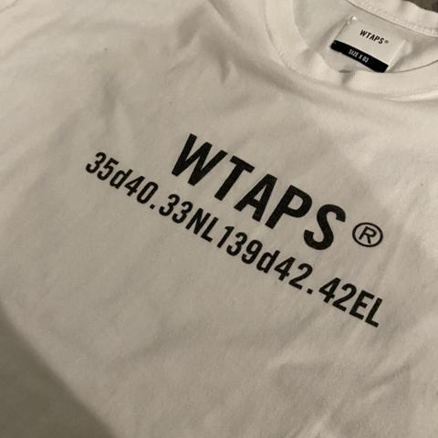 Wtaps white tee with black industrial text size x 03 - Depop