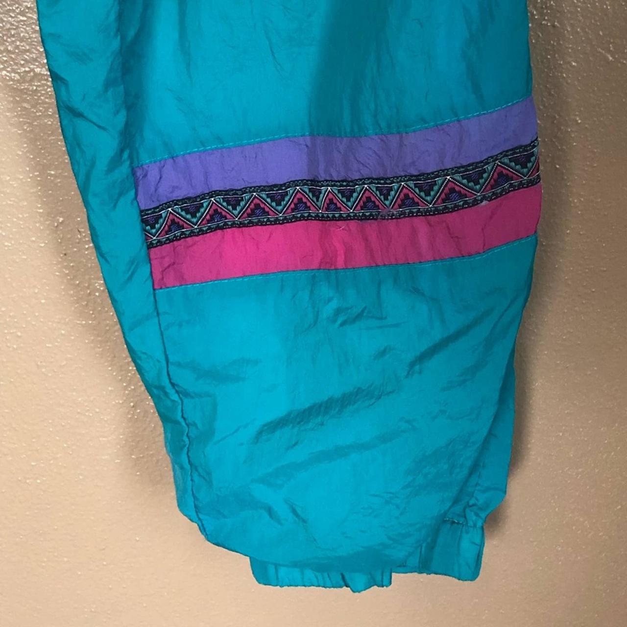 VINTAGE Teal Nylon Pants Size M. Oversized, elastic... Depop