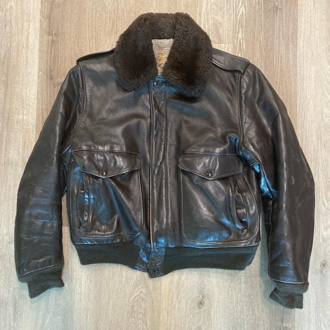 Vintage WWII Military Leather Bomber Jacket Schott... - Depop