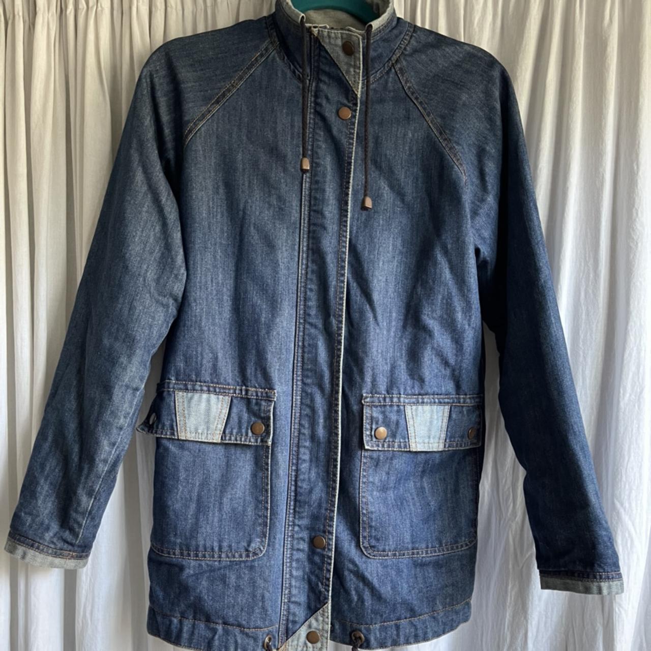 Denim trench coat style jacket Cotton lining Size... - Depop