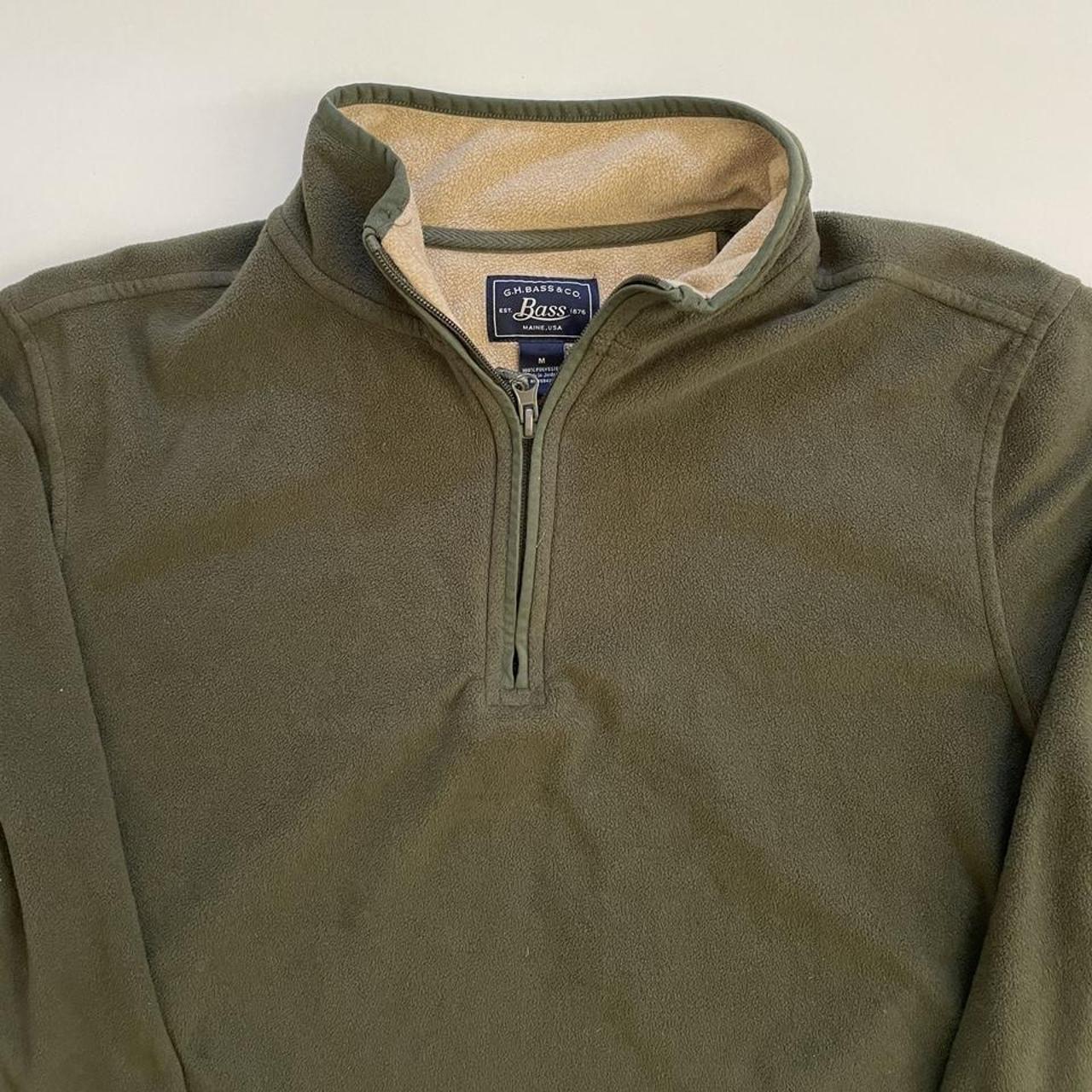 Vintage Olive Green Half Zip Fleece Sweater - Depop