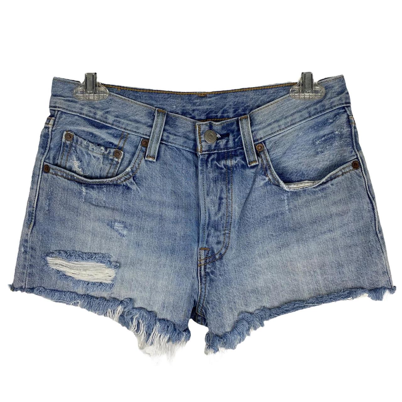 501 light wash 2024 distressed denim cutoff shorts