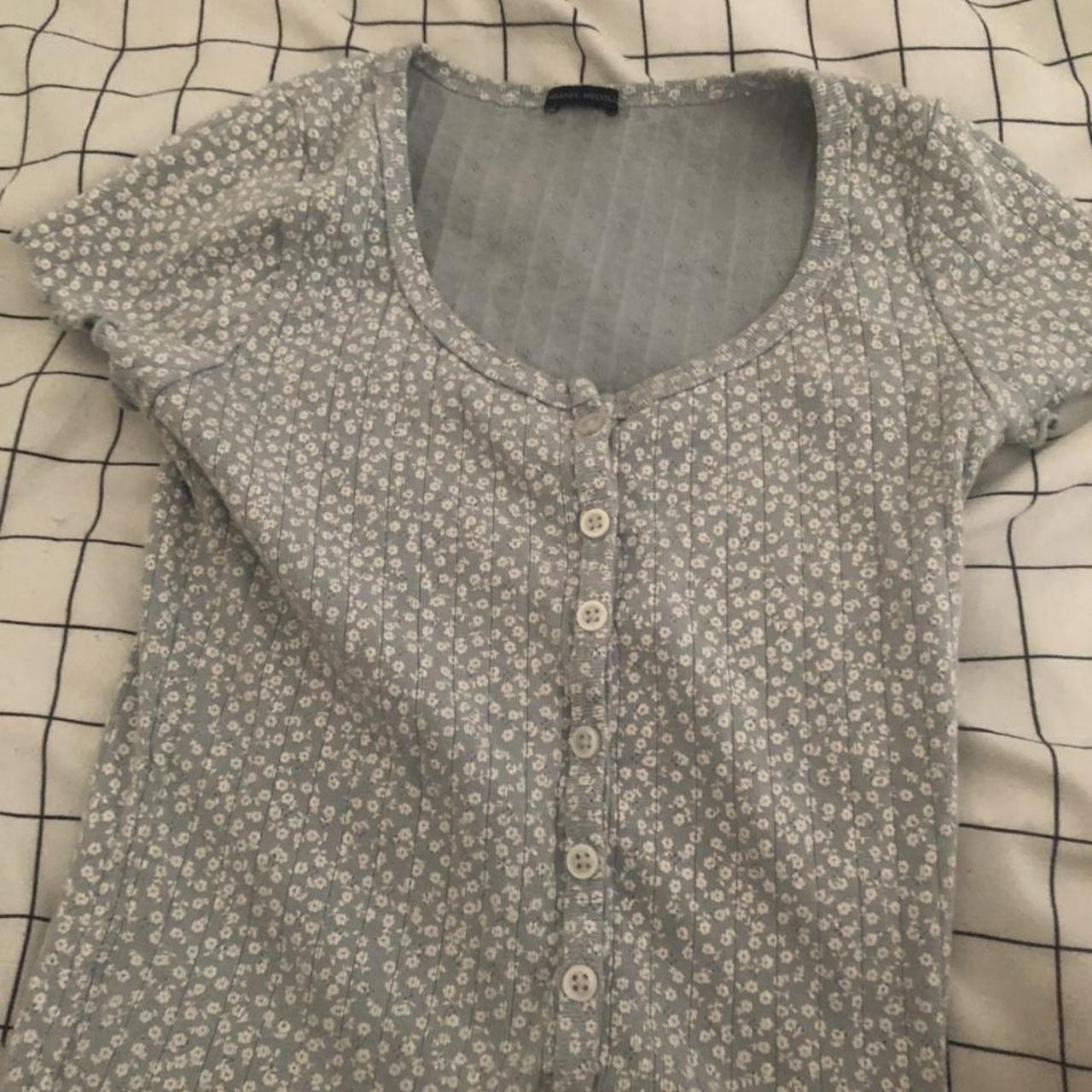 Blue floral zelly top Brandy melville So cute and... Depop