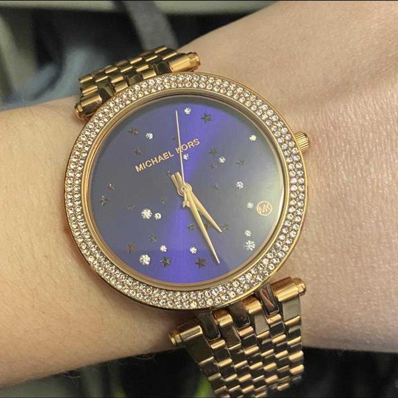 Michael kors gold on sale watch blue face