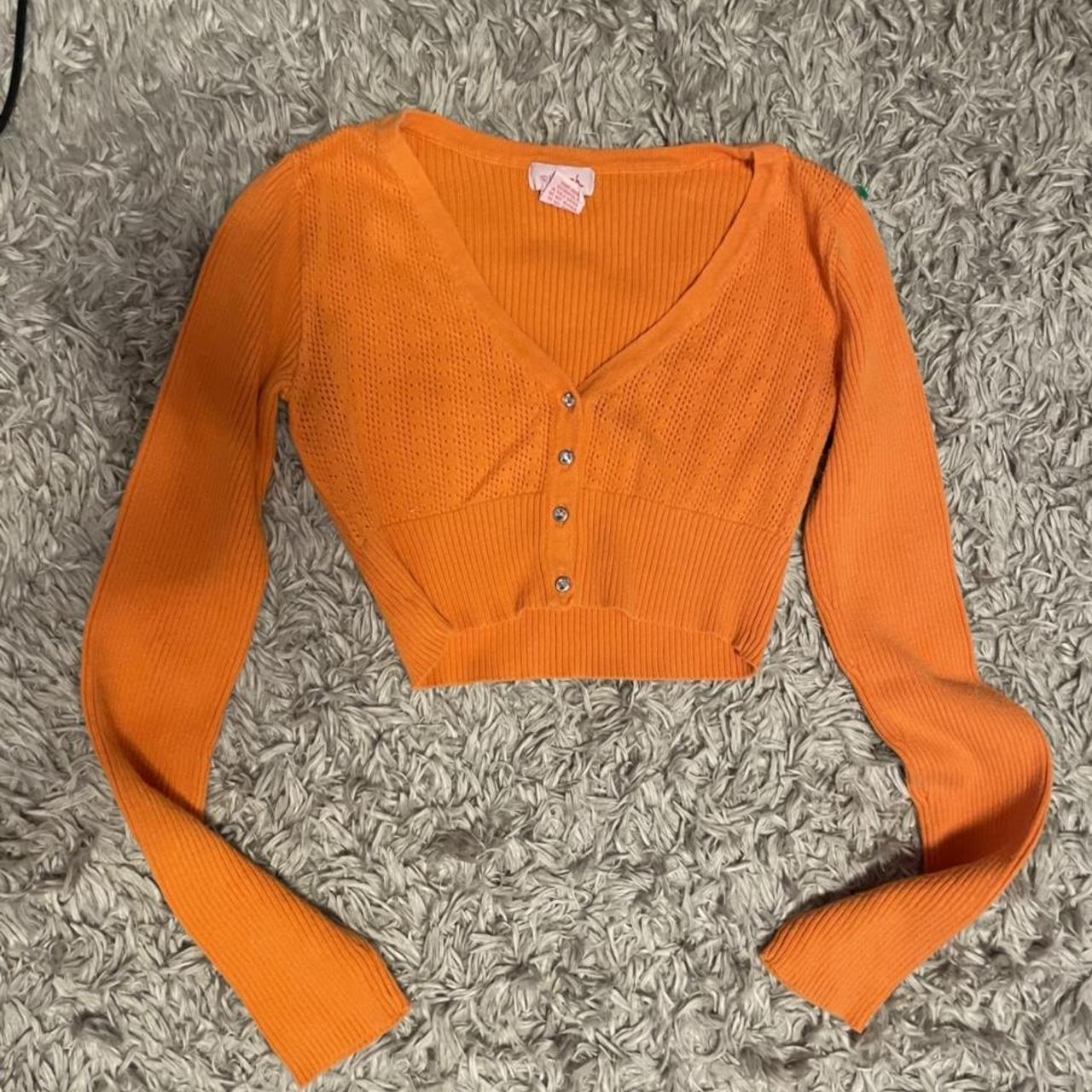 Y2k authentic Orange cropped cardigan in great... Depop