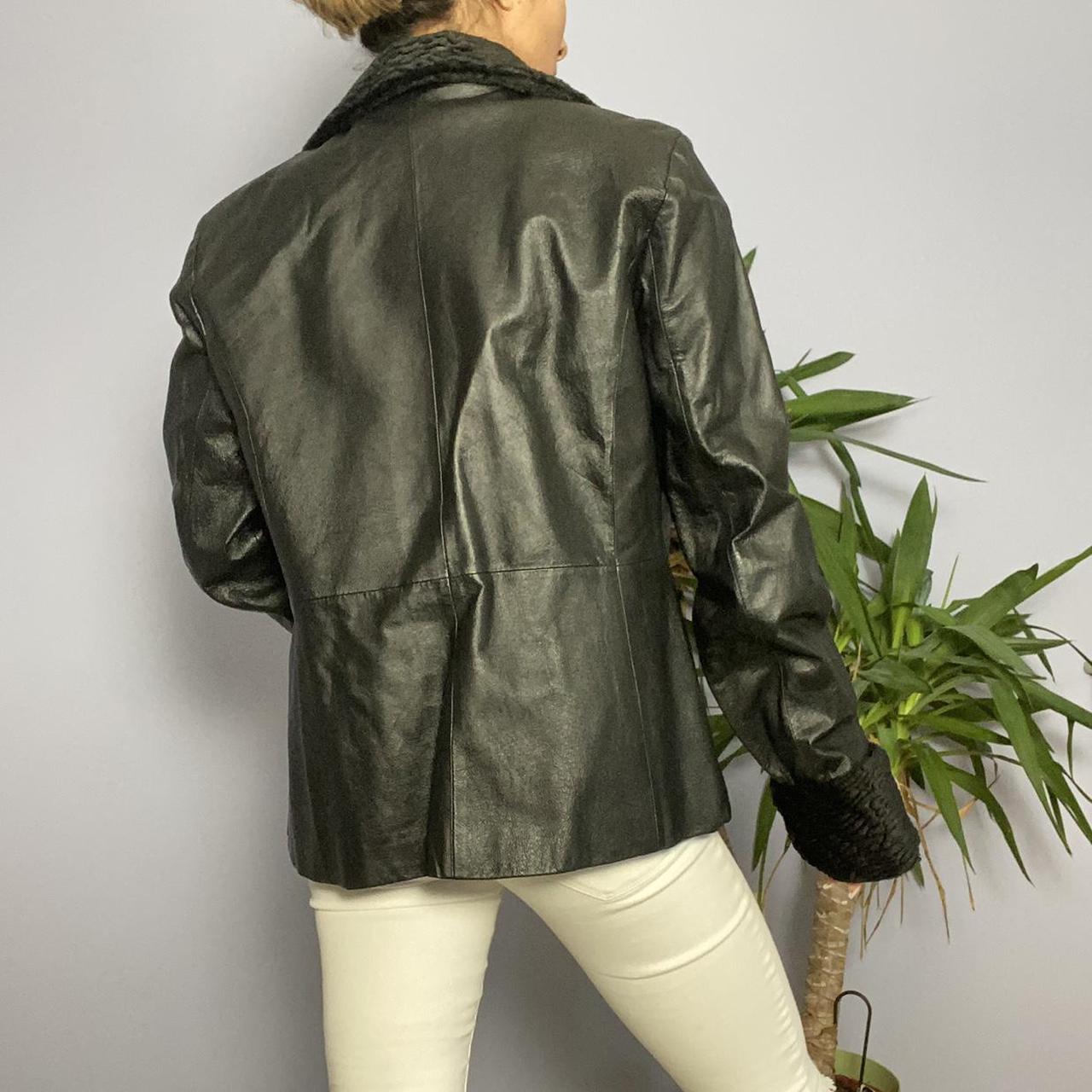 Vintage Newport News Black Leather Trench Coat Size 10