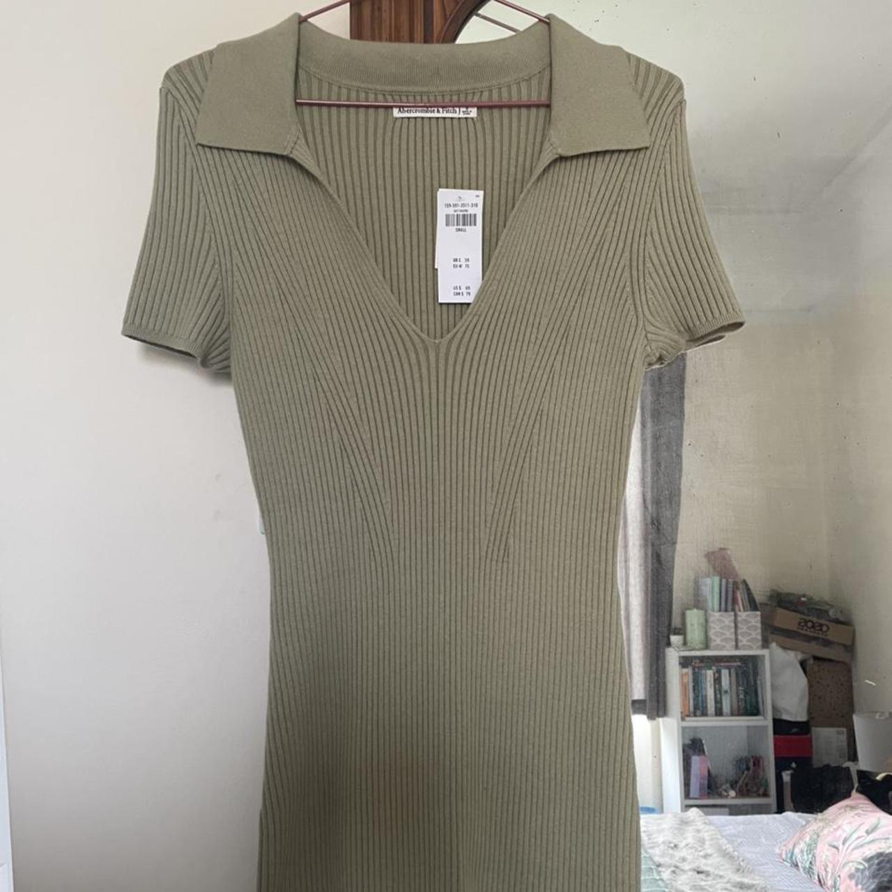 Abercrombie and fitch sage green mini dress with... - Depop