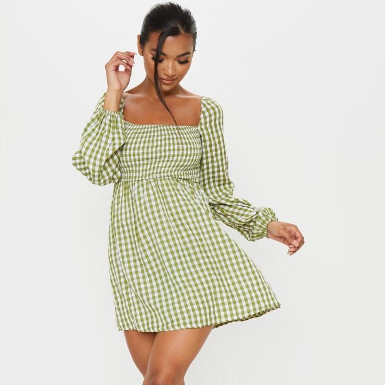 Pretty Little Thing Green Gingham Dress Picnic Depop pretty-little-thing-green-gingham-dress-picnic-depop