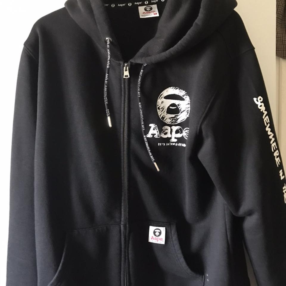 Black AAPE hoodie. Very warm and cosy. Great for any... - Depop