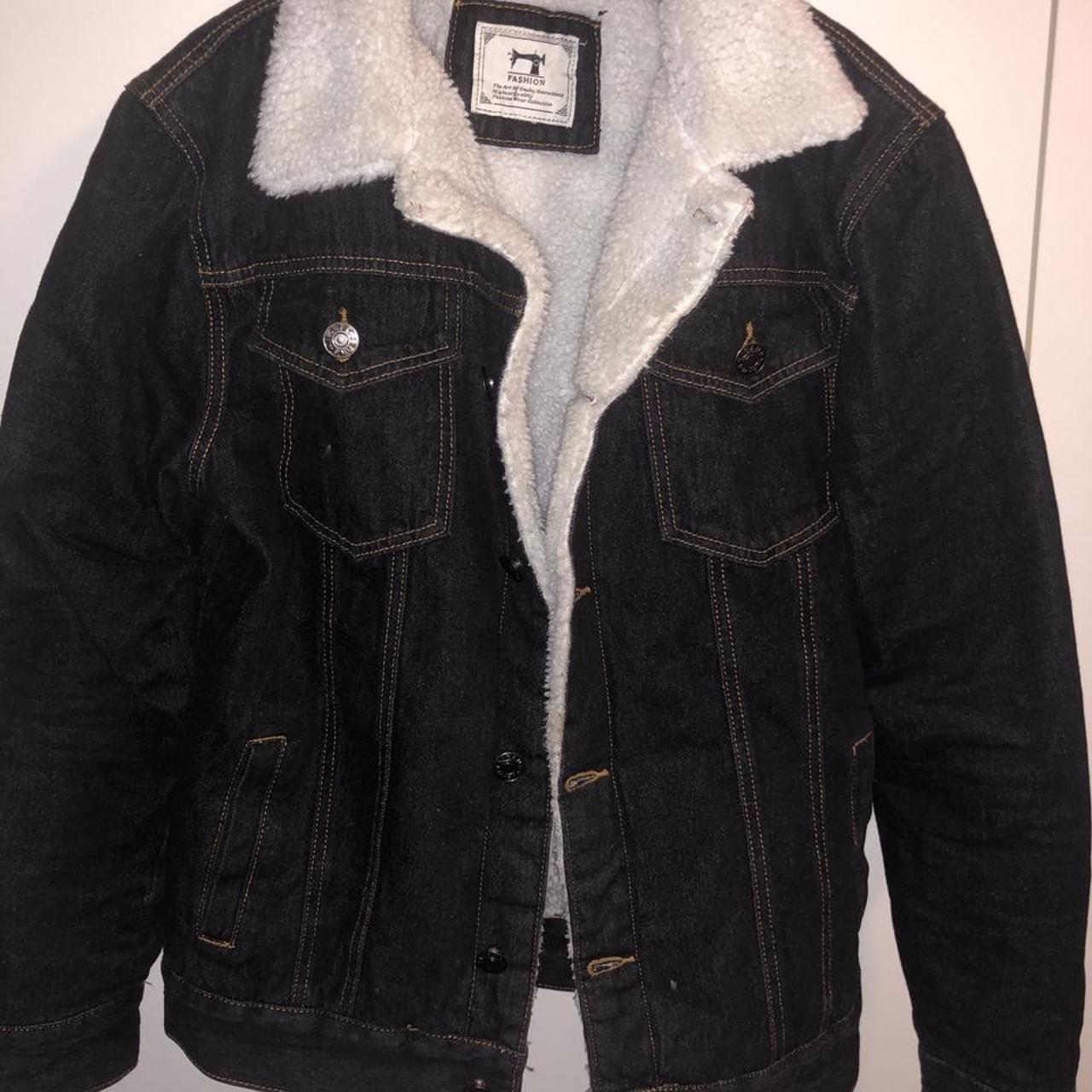 Buy Oberora Mens Rugged Wear Denim Jacket Faux Fur Lined Winter Coat Black  L Online at desertcartINDIA
