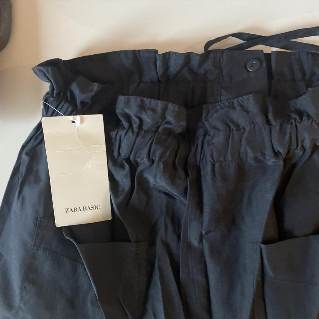 Oversized Navi satin cargo trousers from Zara with... - Depop