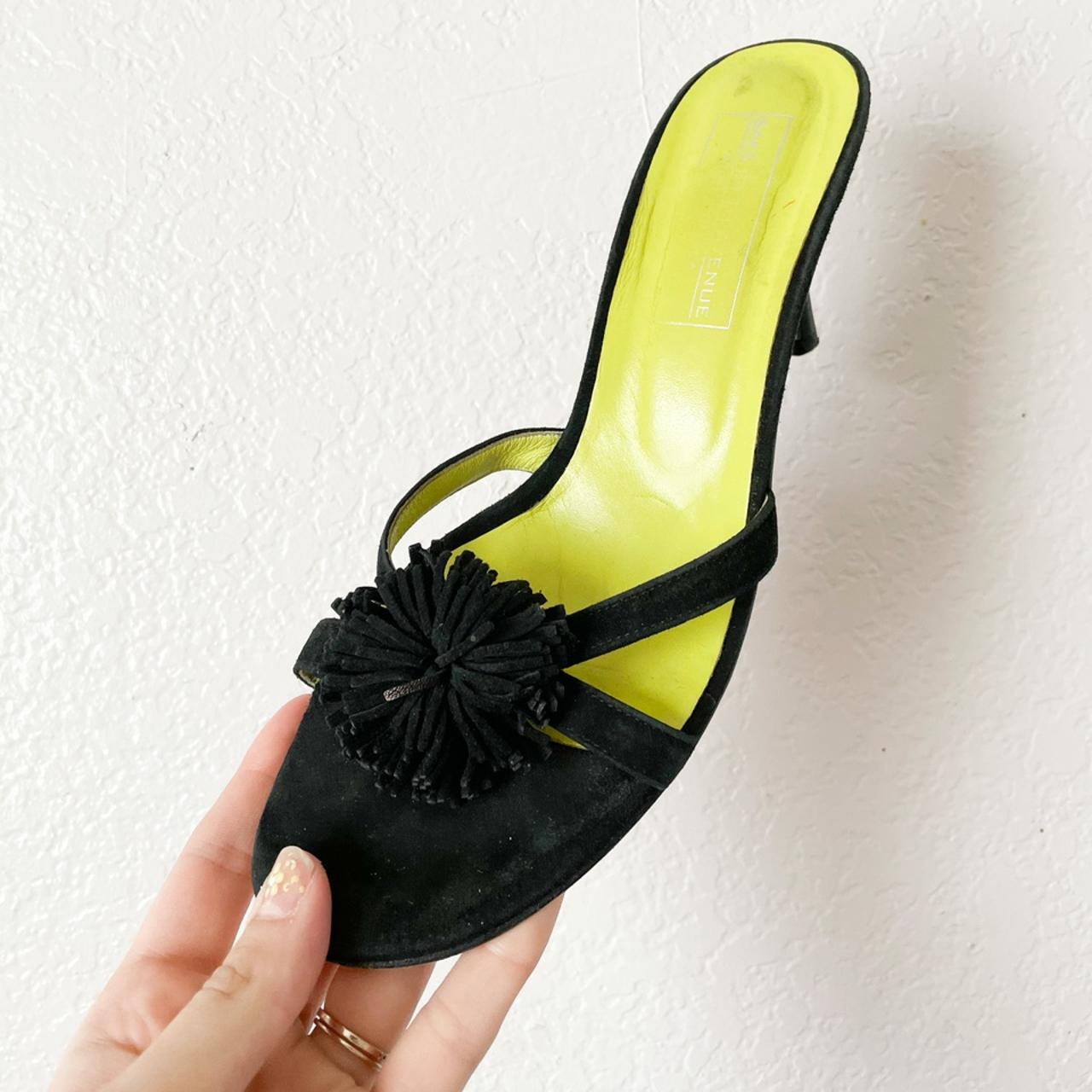 Y2K Saks Fifth Avenue Kitten Heels with Pom Pom Size... Depop