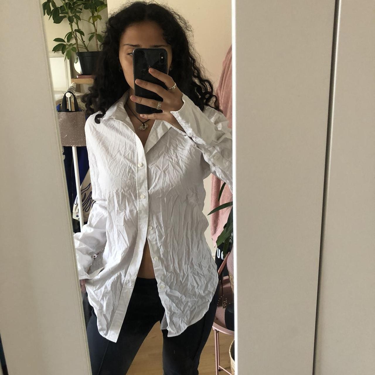 Oversized mens white shirt I use to wear it with a... - Depop