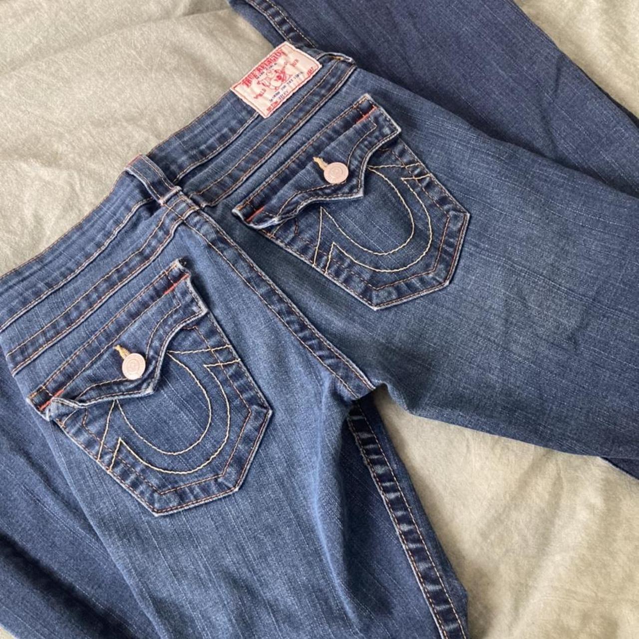 Low rise bootcut True Religions, dark wash. Used to... - Depop