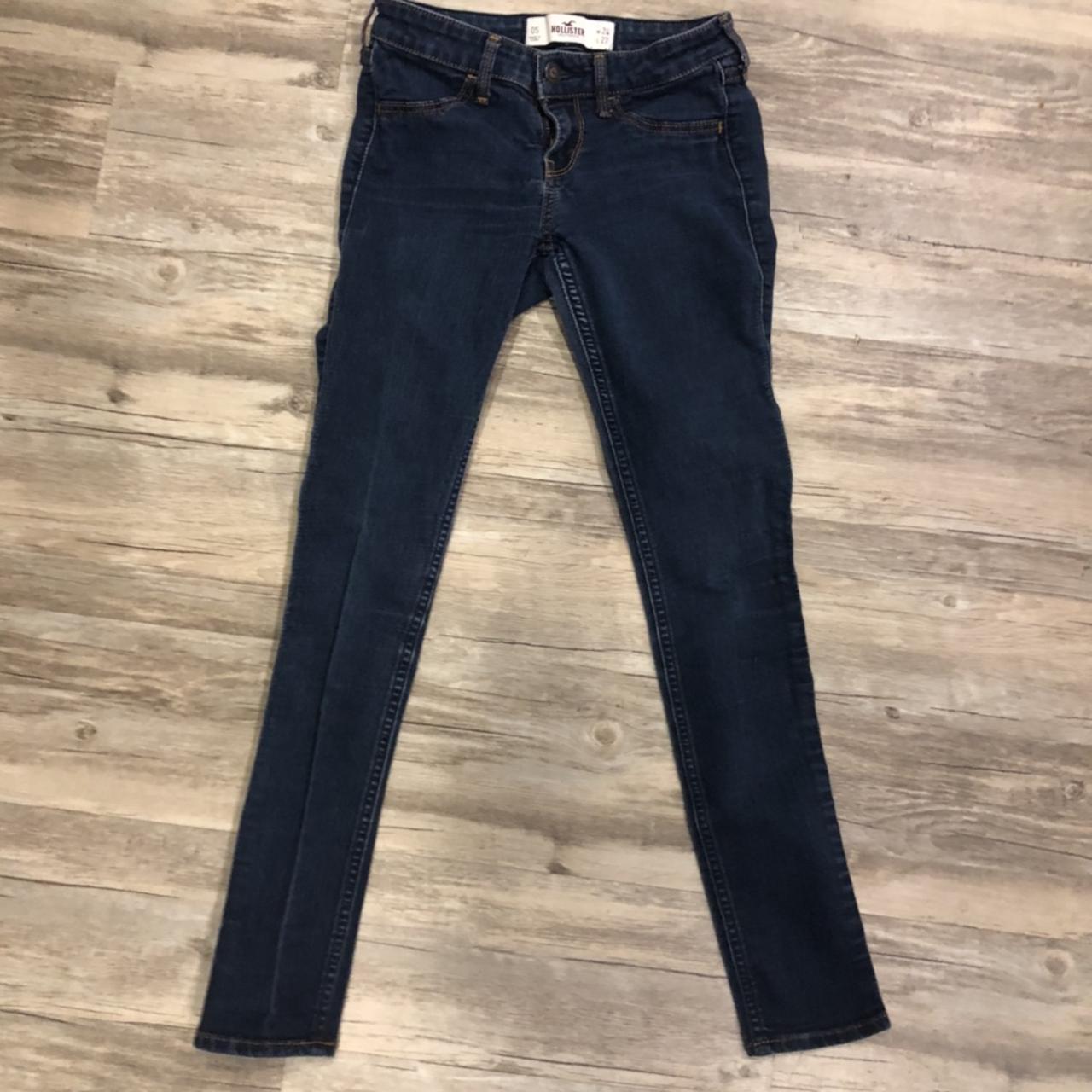 Hollister jeans Skinny Low rise Size W24 L27 Dark... - Depop