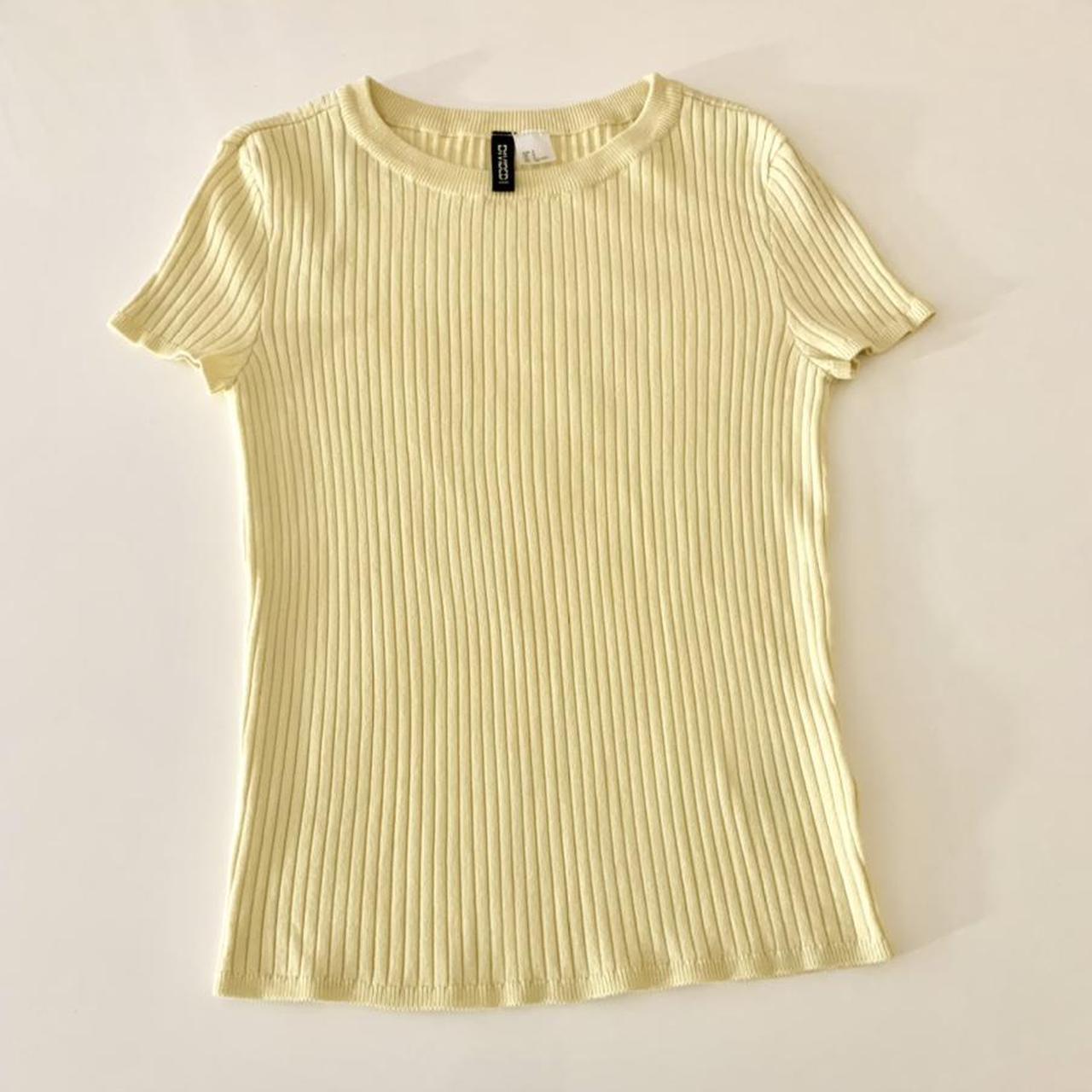 Yellow T-shirt H&M rib knit slim fit tshirt crewneck...