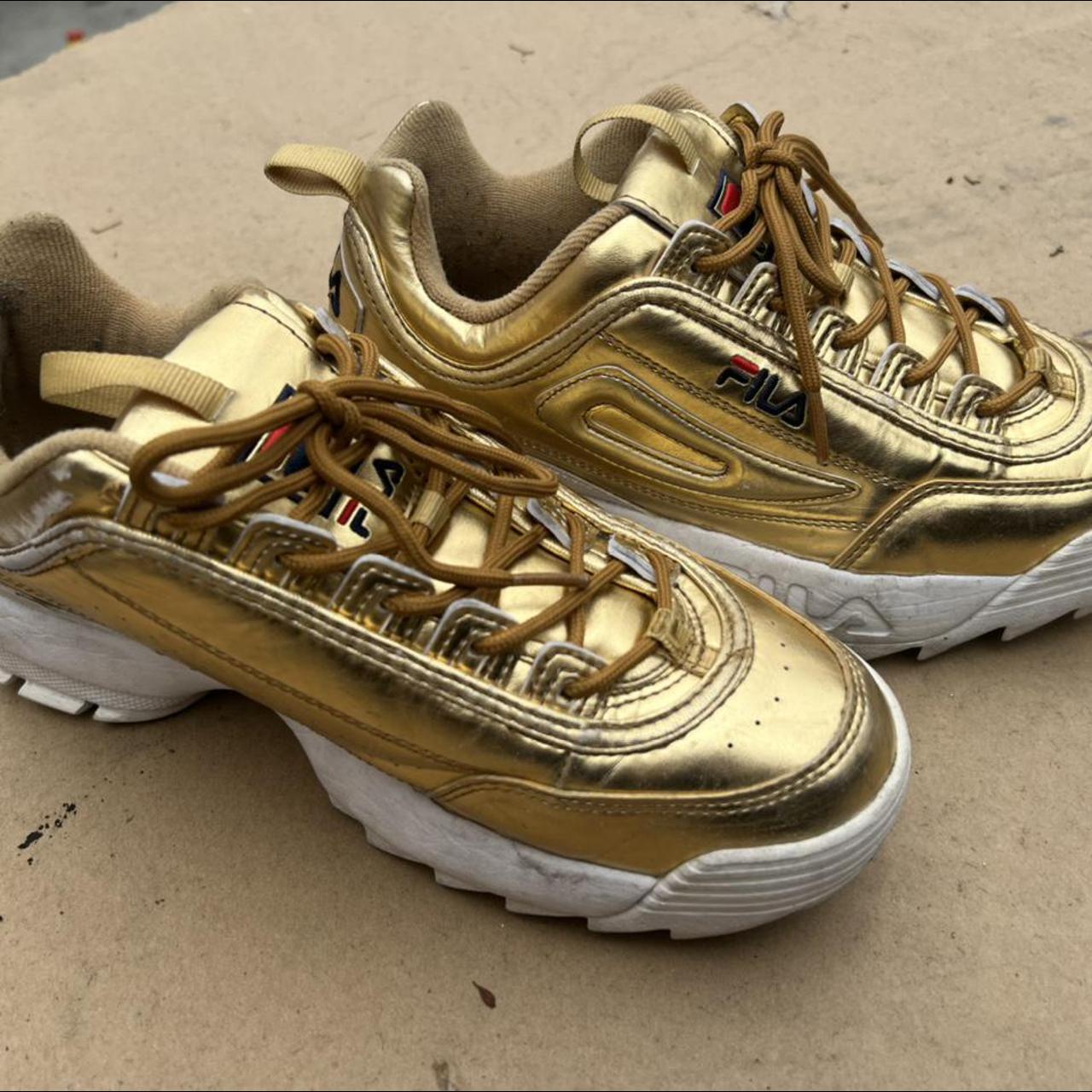 fila shoes white and gold