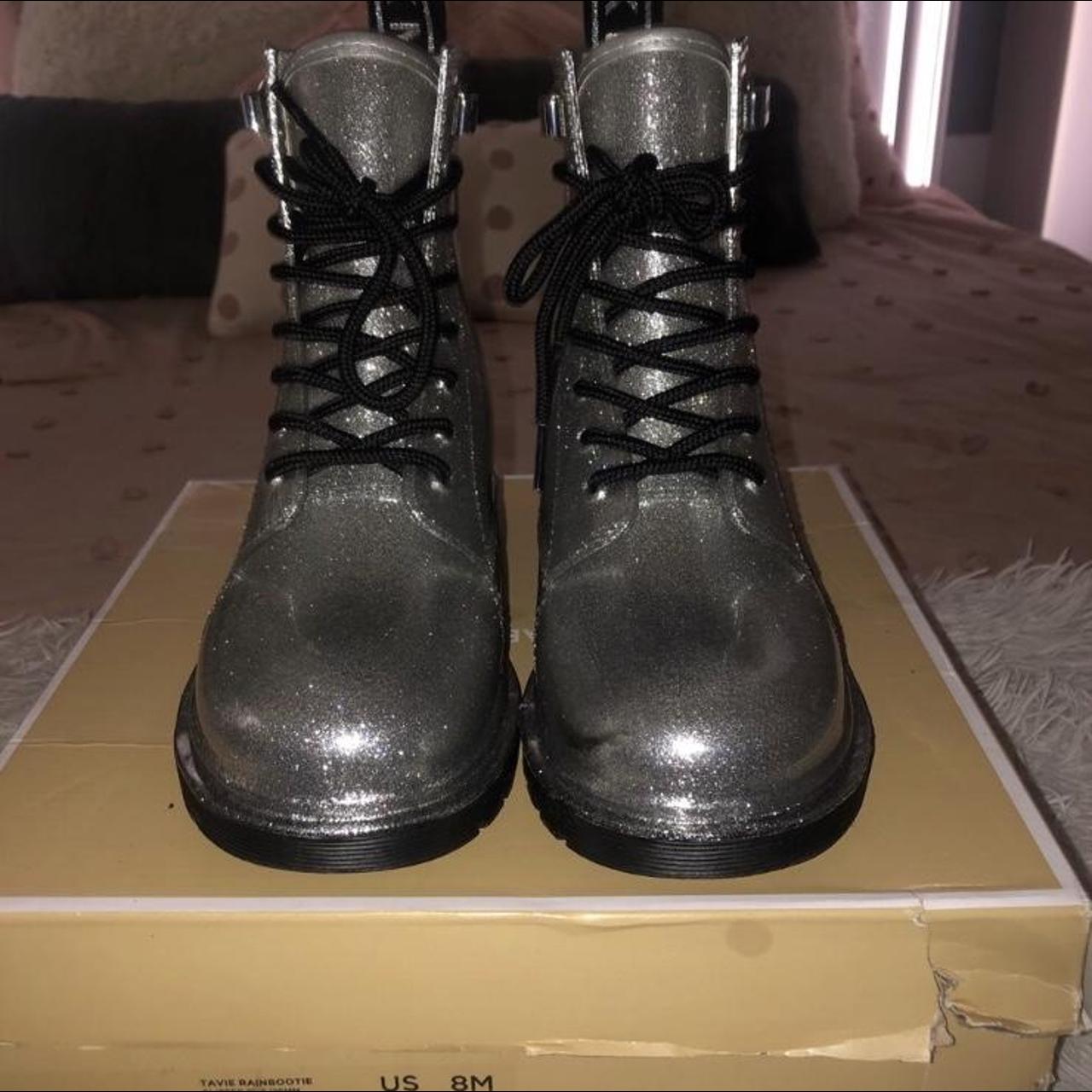 Michael kors boots womens sales silver