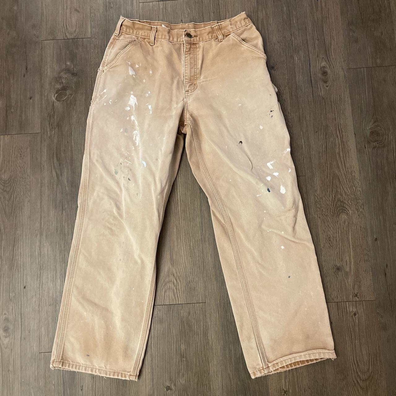 Vintage Carhartt Thrashed Denim Carpenter Jeans Size... - Depop