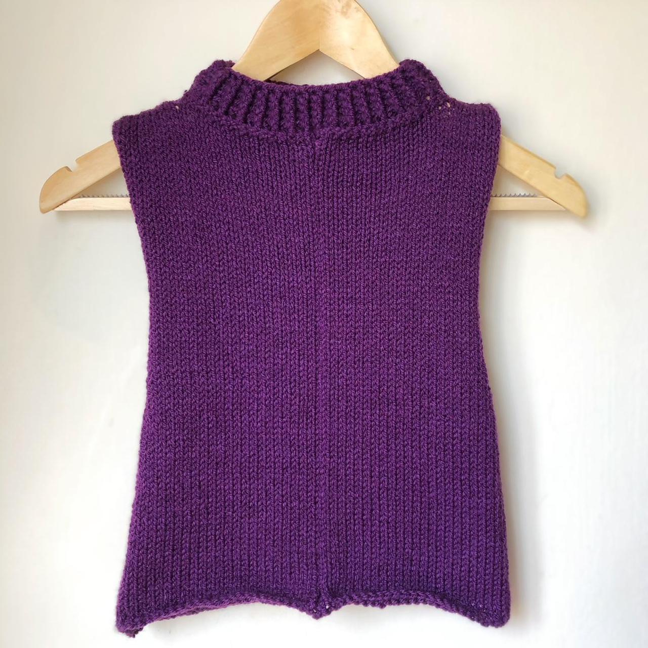 Purple handmade knit turtleneck tank top in size... - Depop