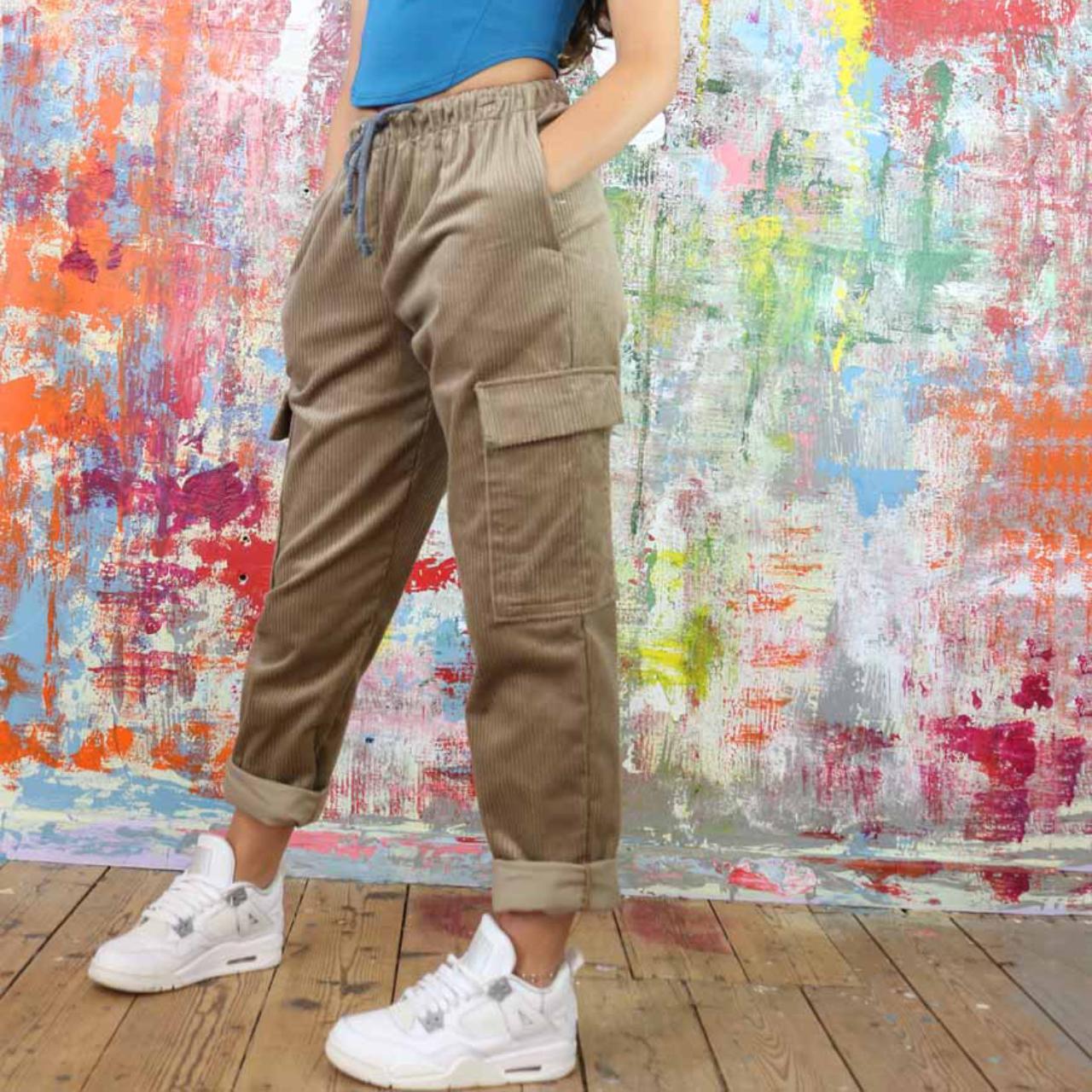 Cargo Pants in Beige Cord Beige pants, deets... - Depop