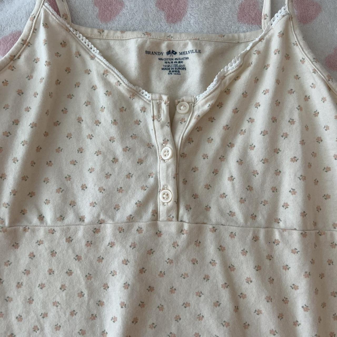 NWOT Brandy Melville floral button tank with... - Depop