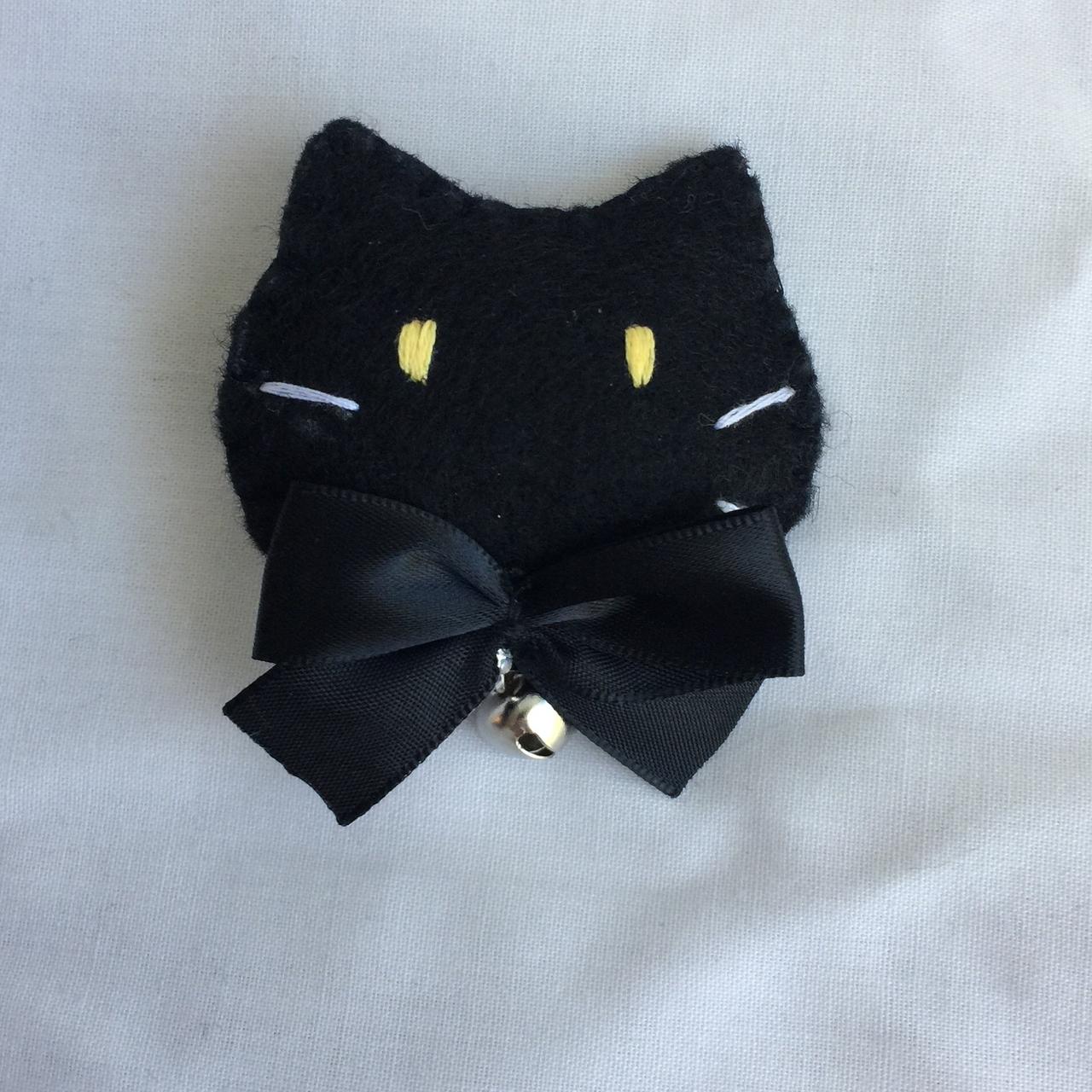 Black cat hair clip! 🖤 With bow and bell. Made to... Depop