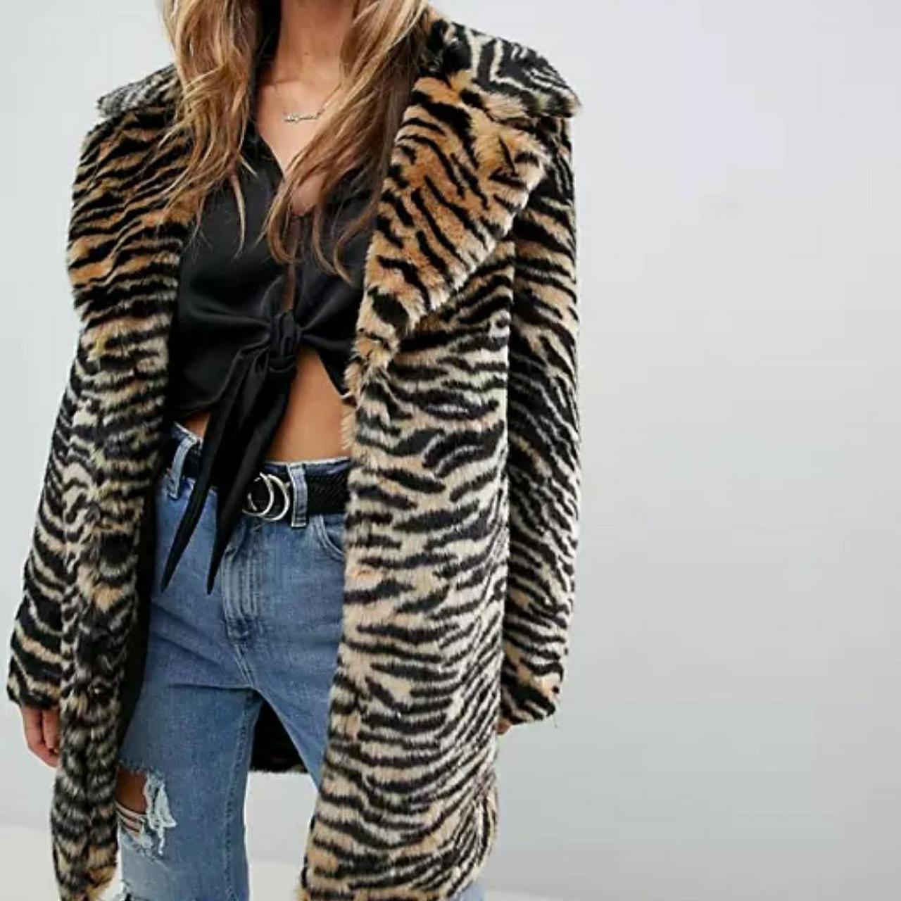 tiger faux fur coat