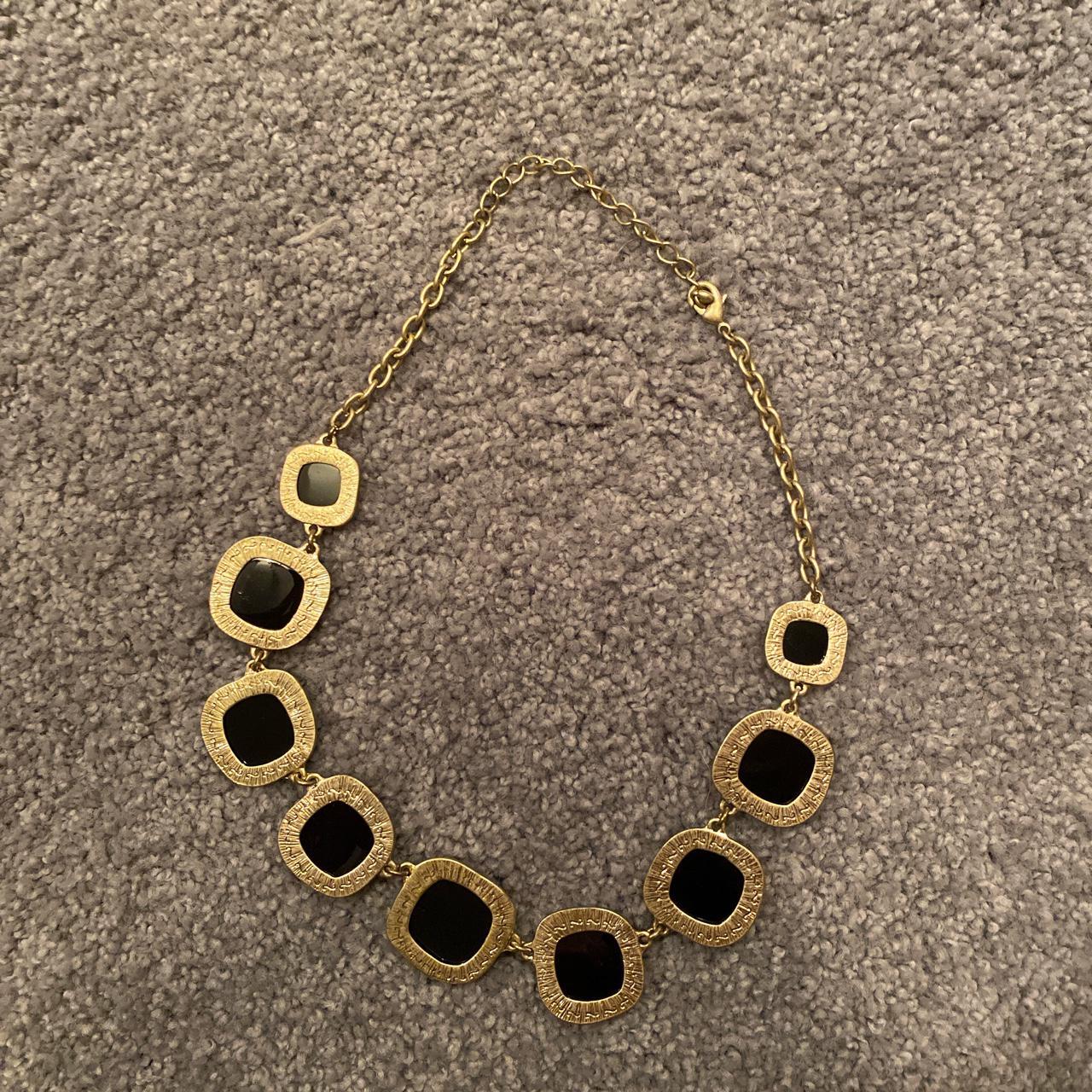 francesca’s black and gold circles preppy statement... Depop