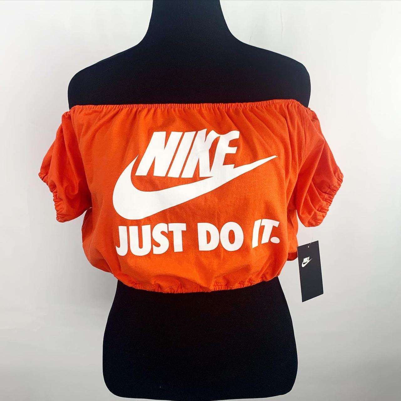 Reworked off the shoulder NIKE nike crop top. Can