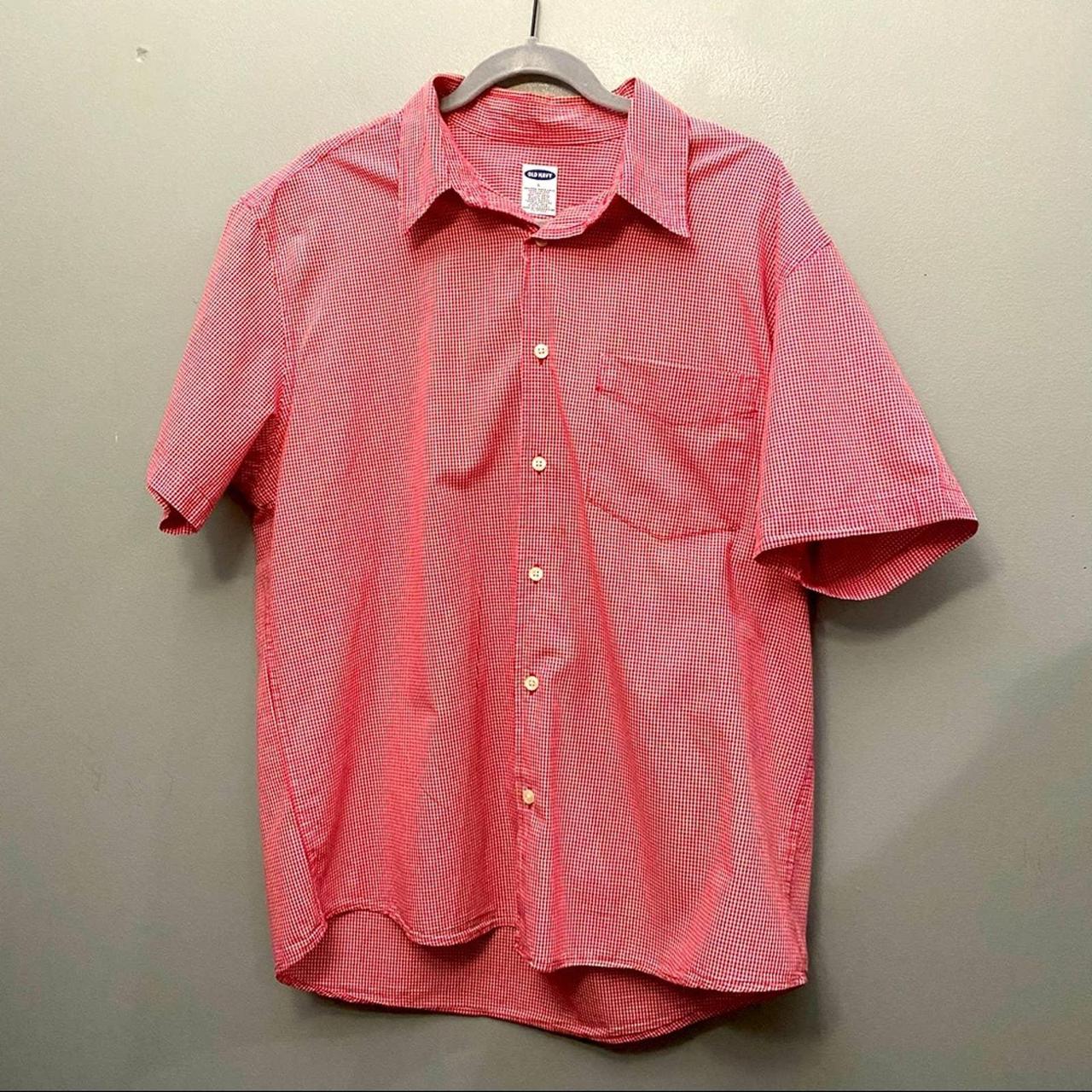 Old Navy Men's Red and White Shirt Depop