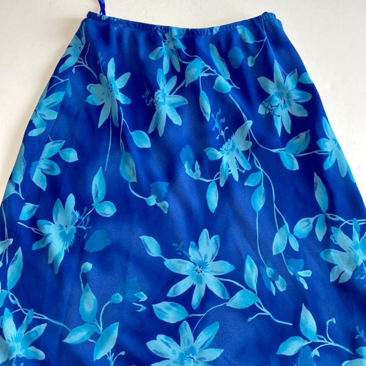 blue floral maxi skirt, labeled size petite but its... - Depop