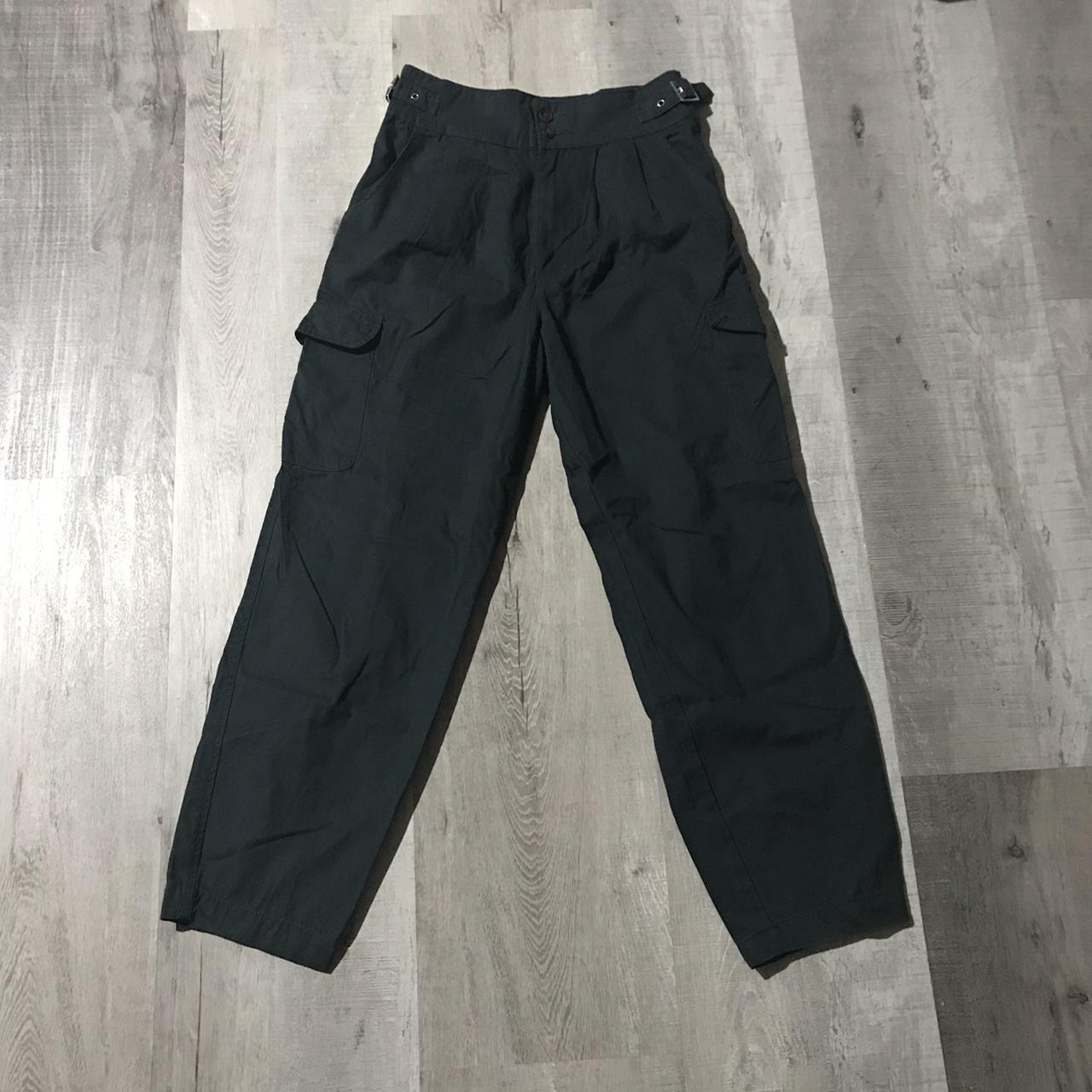 Forever 21 evergreen cargo pants with buckle detail... - Depop