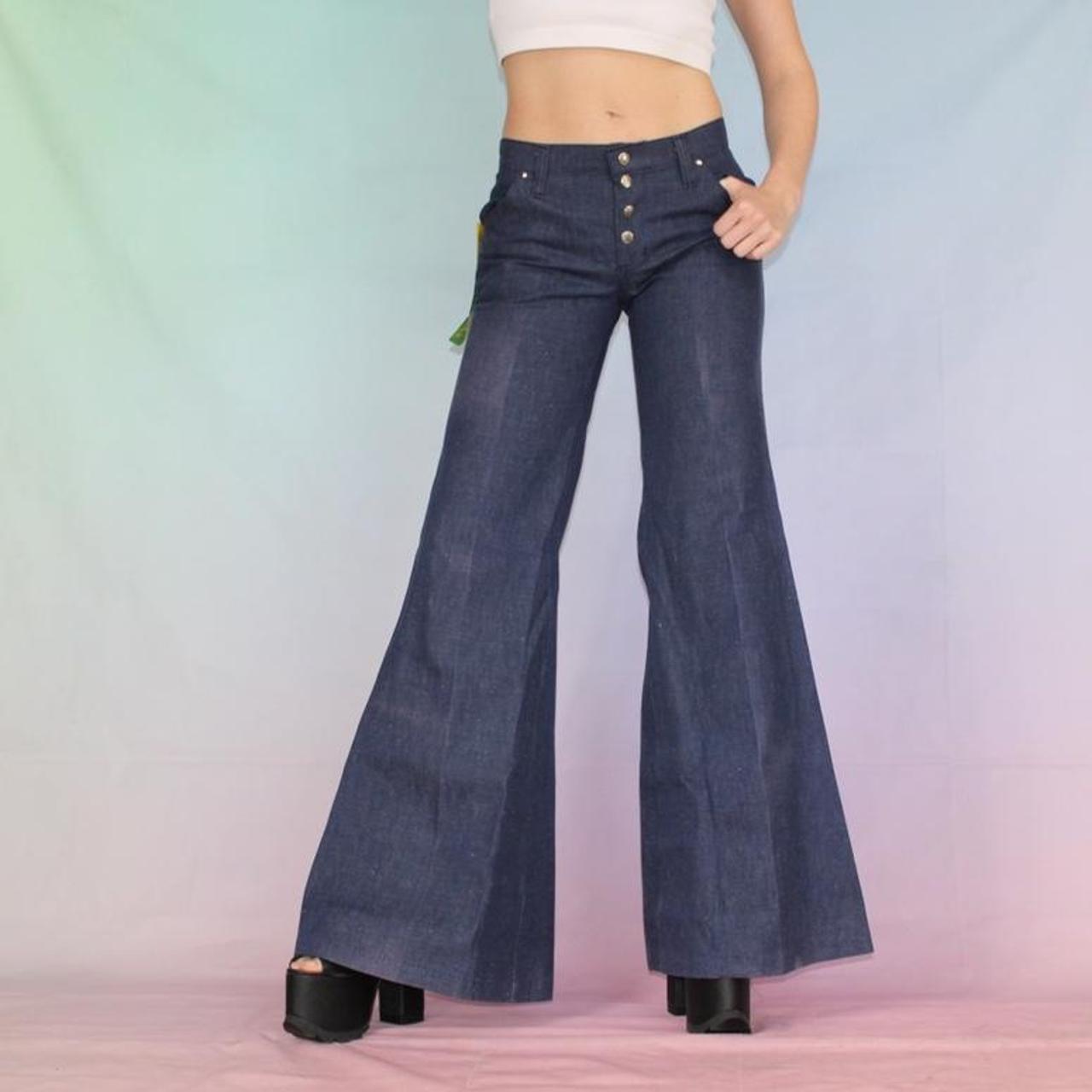 Vintage 70s jeans bell bottoms wide leg 🌈 Vintage... - Depop