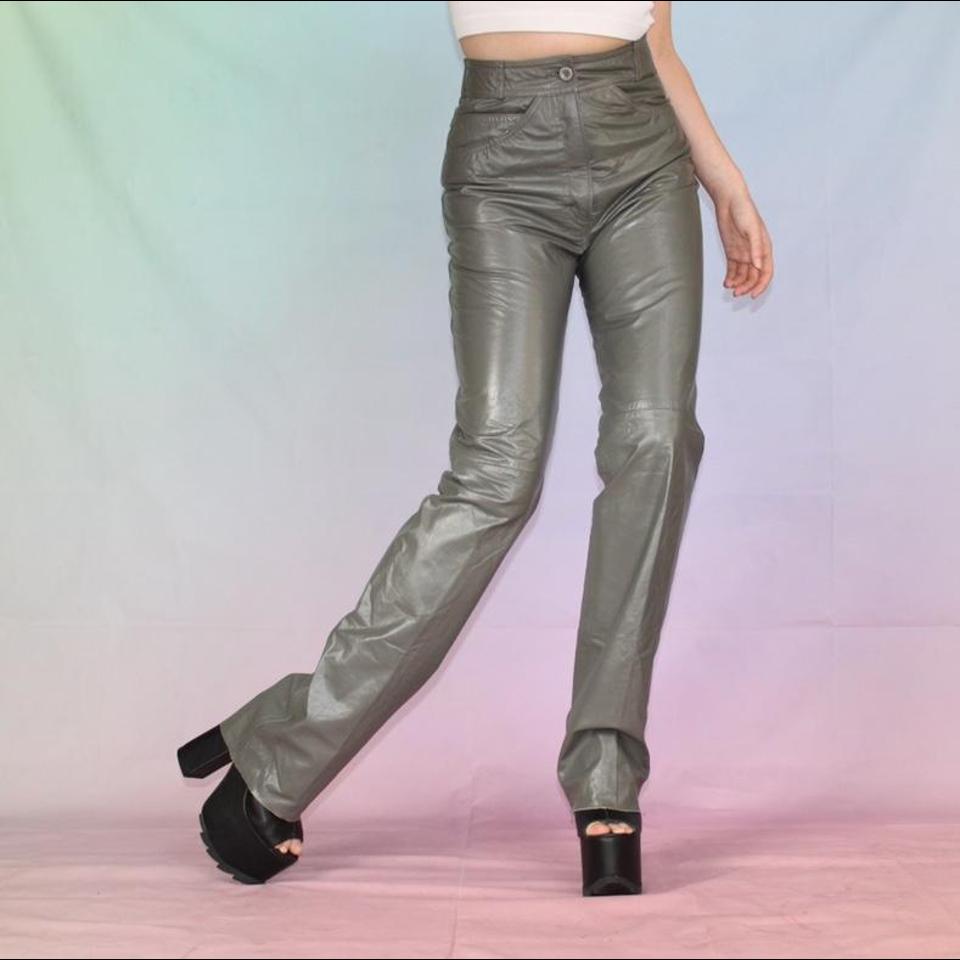 80s-90s Vintage Leather Pants レザーパンツ カーキ