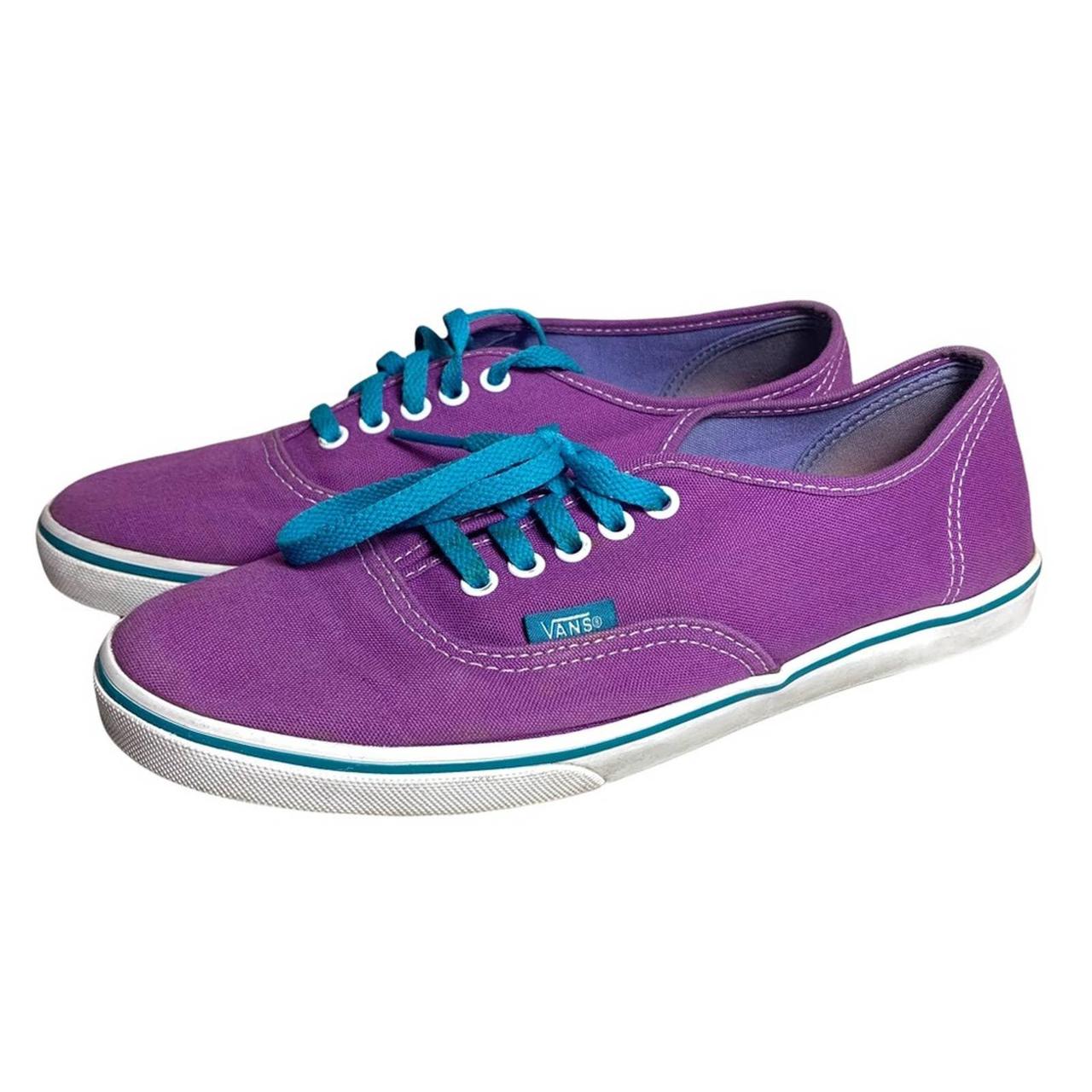 purple and turquoise vans