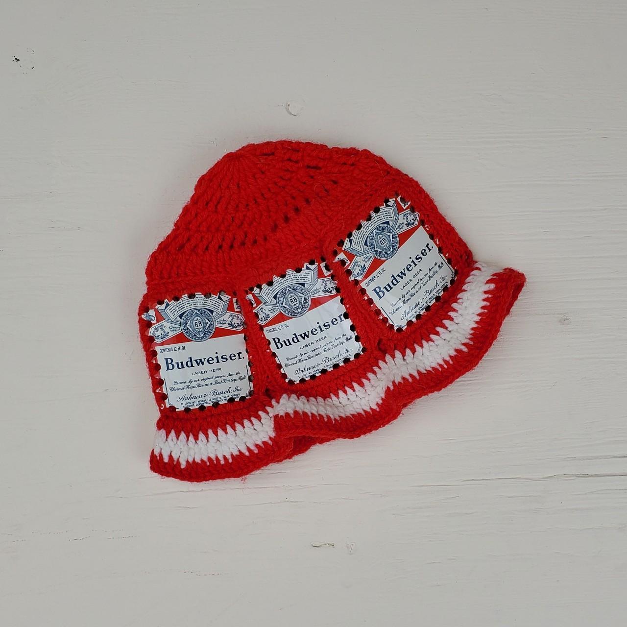 Beer can crochet hat Fishlipsthemadhatter on facebook