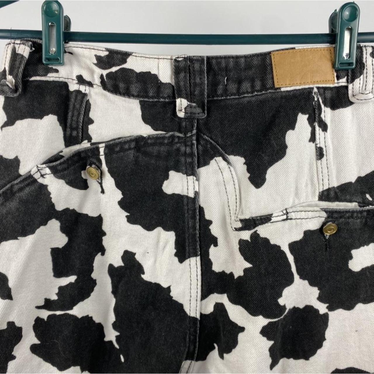 Cider cow print denim Sz L but fits like Sz Depop