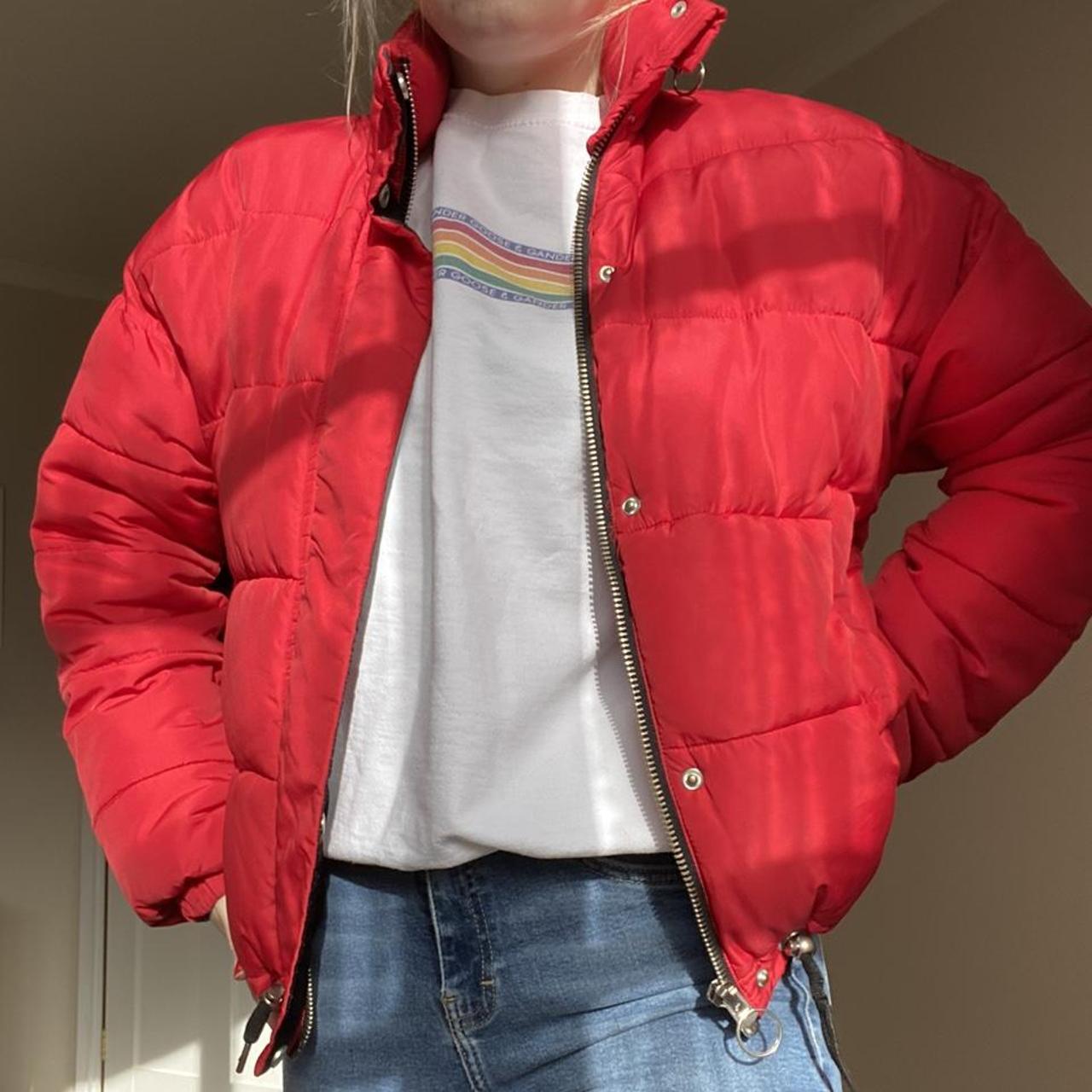 zara red puffer jacket