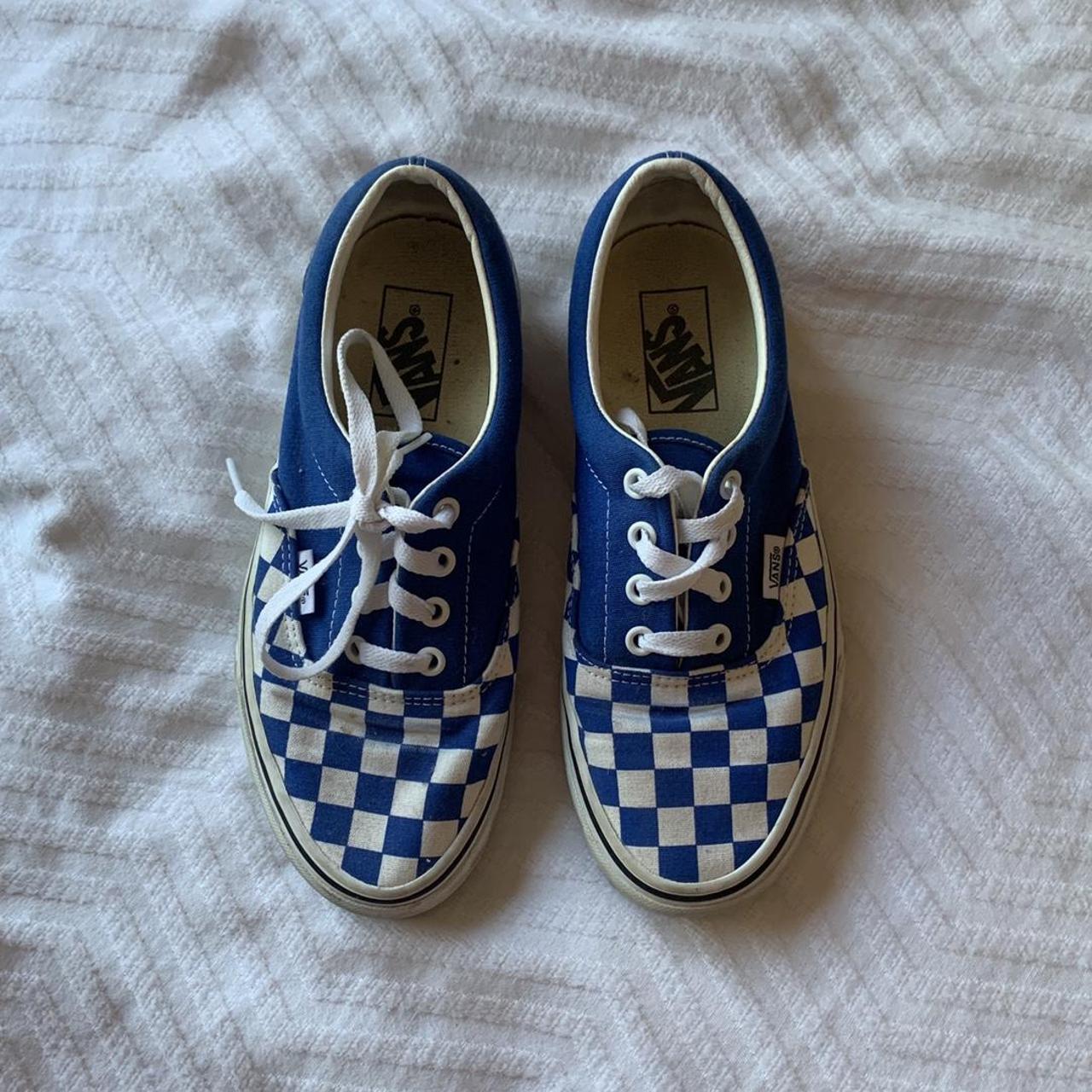 Checkered vans blue best sale