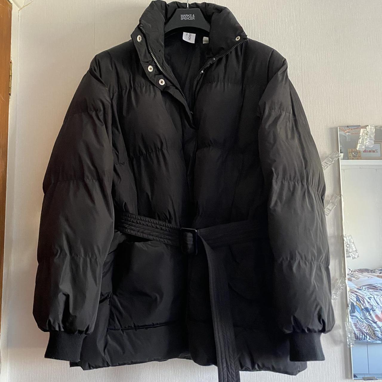 collusion belted puffer jacket in black